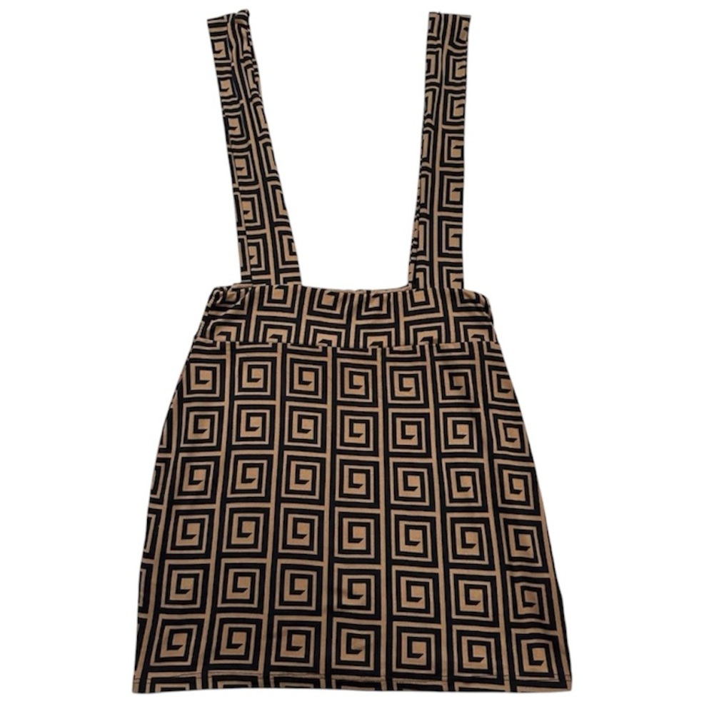 Fashion Nova chic Geometric Patterned Overall Bodycon Mini Brown/Black Skirt